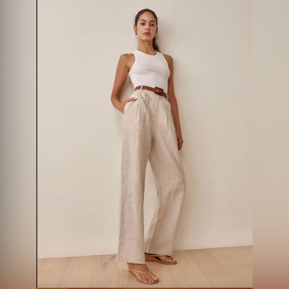 Reformation Vesta Linen Pant in Oatmeal